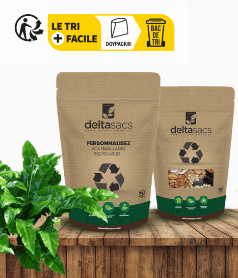 Doypack&reg; kraft film recyclable avec ou sans fen&ecirc;tre - Deltasacs France