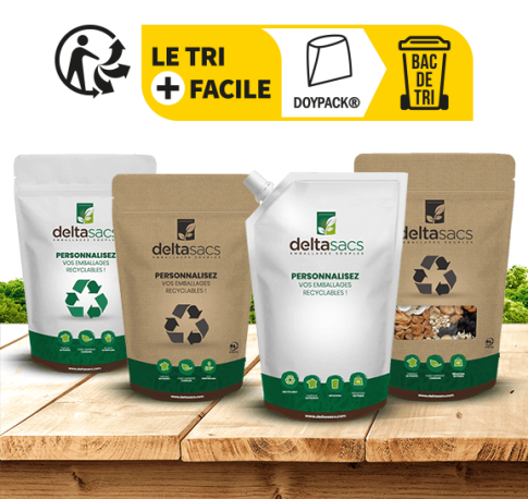 Un Doypack&reg; kraft film recyclable &agrave; l&rsquo;image de votre entreprise par Deltasacs, sp&eacute;cialiste en emballage souple &eacute;co responsable