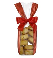 Sac fond carton métallisé - Larges Bandes Rouges